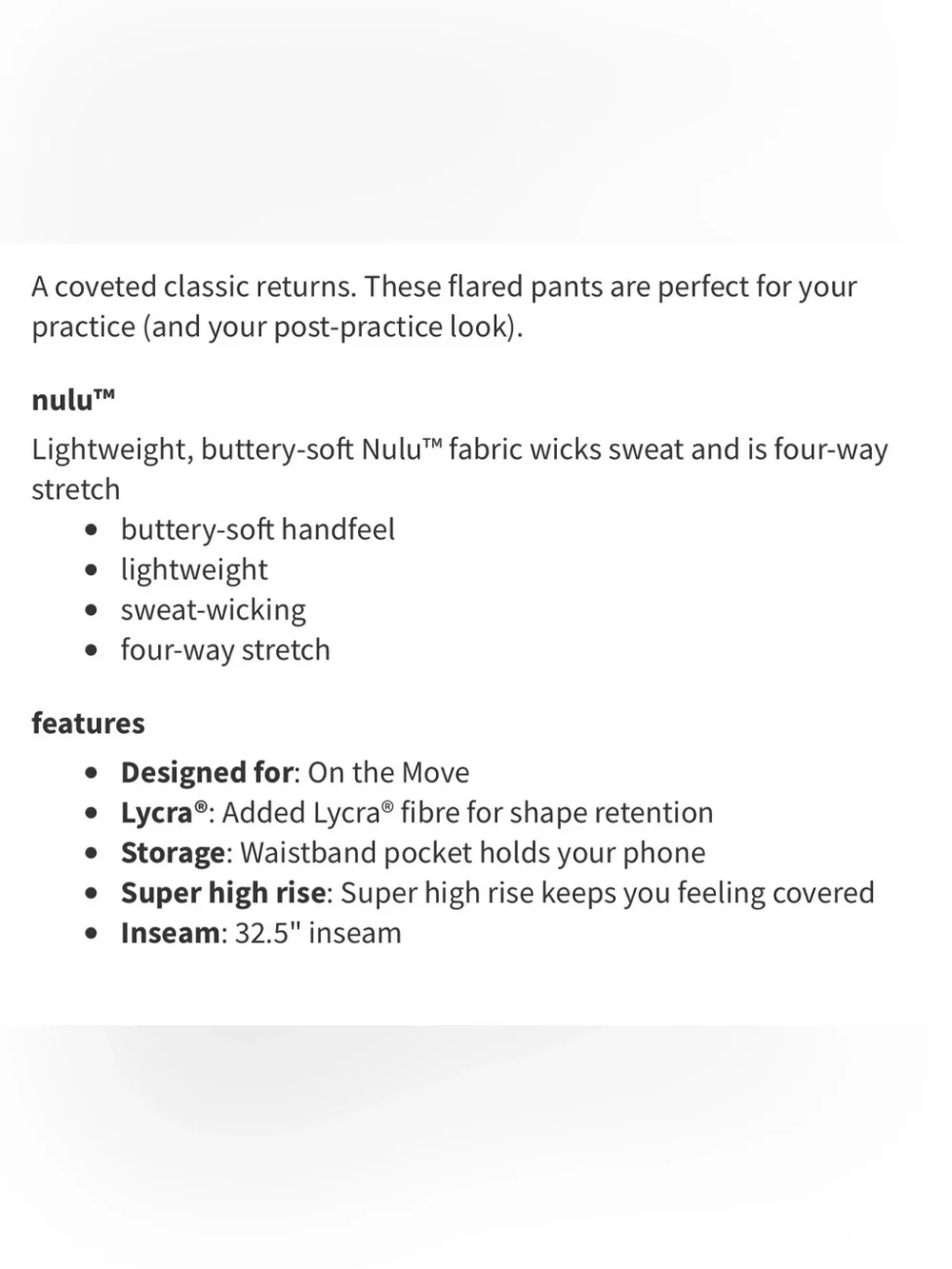lululemon athletica excellent pre